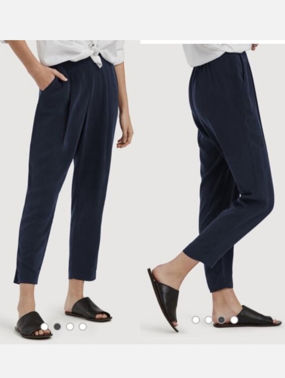 Kit and Ace Silk Stretch Blue Grey High Rise Luxury Lounge Pocket Pants